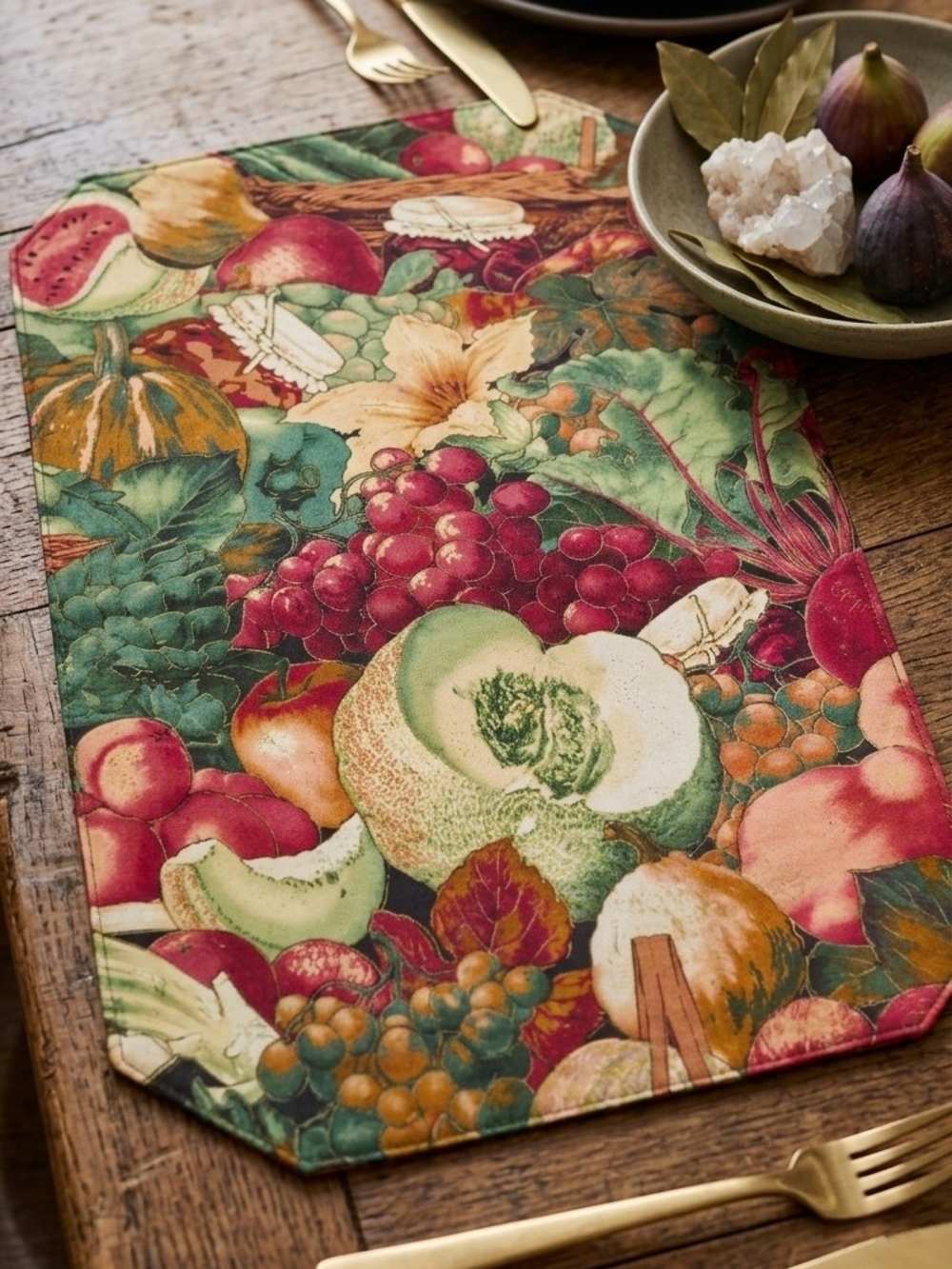 Kaffe Fassett Market Basket Cotton Placemats Set of 2 Handmade Reversible Green